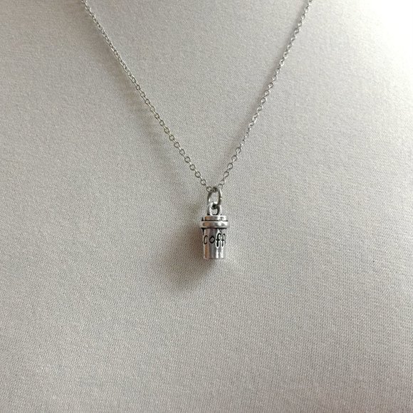 Miniature Tiny Coffee Cup Coffee Lovers Coffee Addict Morning Drink Necklace - Picture 2 of 5